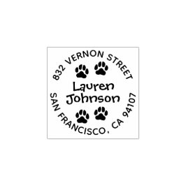 Ronde Retouradres Stempel met Pootafdrukken