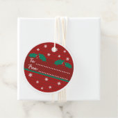 Ronde rode kerst holle bladeren bedankjes labels (In situ)
