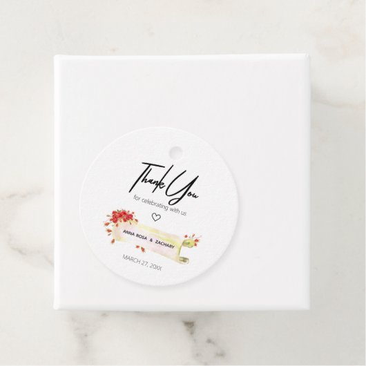 *~* Ronde rode roos bloembloem dank u bruiloft Bedankjes Labels (In situ)
