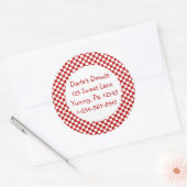 Ronde rode Stickers Gingham (Envelop)