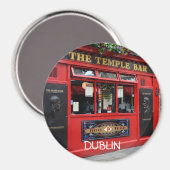 Ronde rode Temple Bar pub magneet met tekst Dublin (Voorkant / Achterkant)
