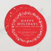 Ronde Rood kerstlampje Feestdagenkaart (Voorkant / Achterkant)