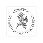 Ronde  Roos familienaam retouradres Rubberstempel (Afrduk)