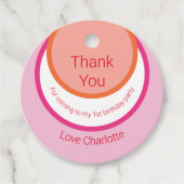 Ronde Roze 1e Verjaardag Bedankjes Labels (Voorkant)