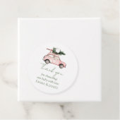 Ronde Roze Auto Kerstvakantie Gift Label (In situ)