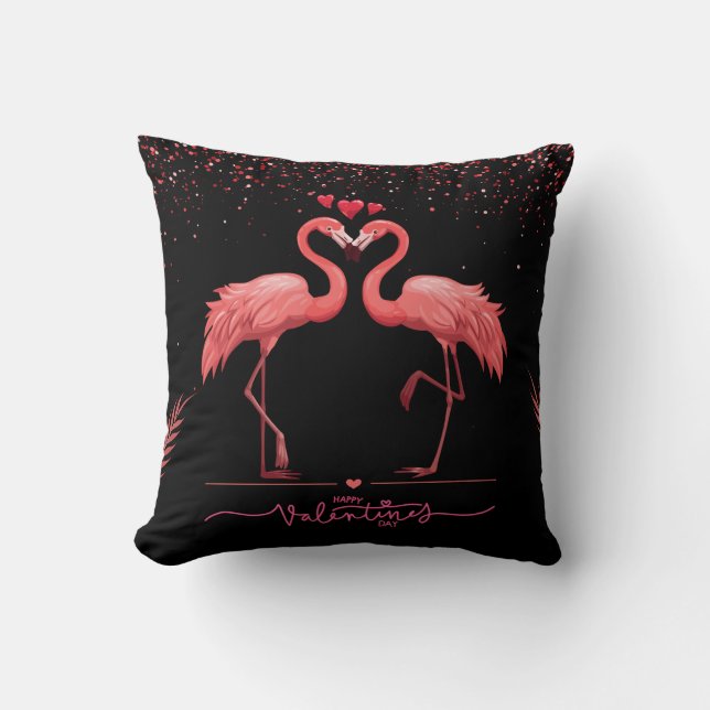 Ronde roze flamingo kussen (Voorkant)