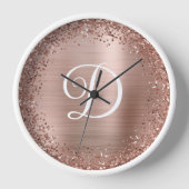 Ronde Roze Gouden Glitters en Folie Monogram (Voorkant)