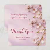 Ronde roze kersebloesem bedankkaartjes bedankkaart (Voorkant / Achterkant)