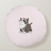 Ronde roze kussen met babykat (Achterkant)