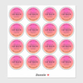 Ronde roze Oranje lip Berry Balm Labels (Vel)