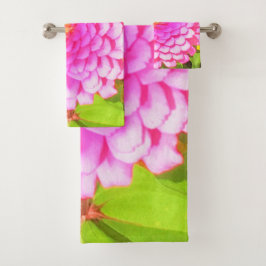  Ronde Roze Zinnia in de zomertuin Bad Handdoek