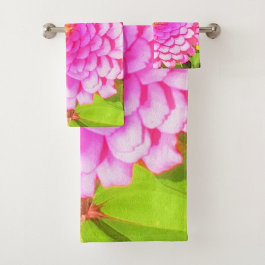  Ronde Roze Zinnia in de zomertuin Bad Handdoek (Insitu)