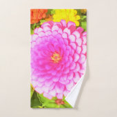  Ronde Roze Zinnia in de zomertuin Bad Handdoek (Handdoek)