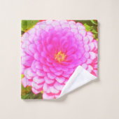  Ronde Roze Zinnia in de zomertuin Bad Handdoek (Wasdoekje)
