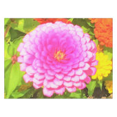  Ronde Roze Zinnia in de zomertuin Tafelkleed (Voorkant (Horizontaal))