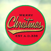 Ronde ruiten voor prettige kerstretro-koeling raamsticker (Vel 3)