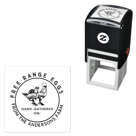 Ronde rustieke Kip Boerderij Ei Carton Custom Zelfinktende Stempel (In situ)