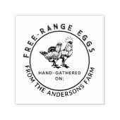 Ronde rustieke Kip Boerderij Ei Carton Custom Zelfinktende Stempel (Design)