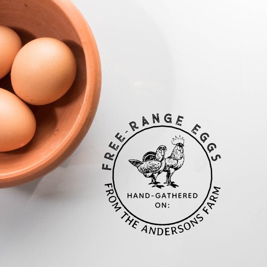 Ronde rustieke Kip Boerderij Ei Carton Custom Zelfinktende Stempel