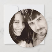 Ronde rustieke trouwuitnodiging inkt stempel foto kaart (Achterkant)