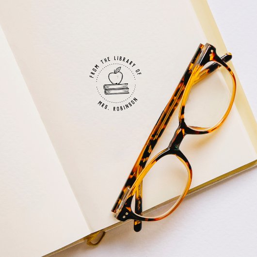 Ronde Rustieke 'Uit de bibliotheek van leraar Appl Rubberstempel
