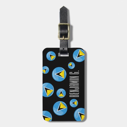 Ronde Saint Lucia-vlag Bagagelabel (Voorkant verticaal)