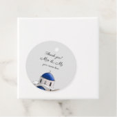 Ronde Santorini Blue Dome gunsttag Bedankjes Labels (In situ)