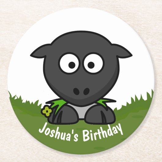 Ronde schapen kartonnen onderzetter (Voorkant)