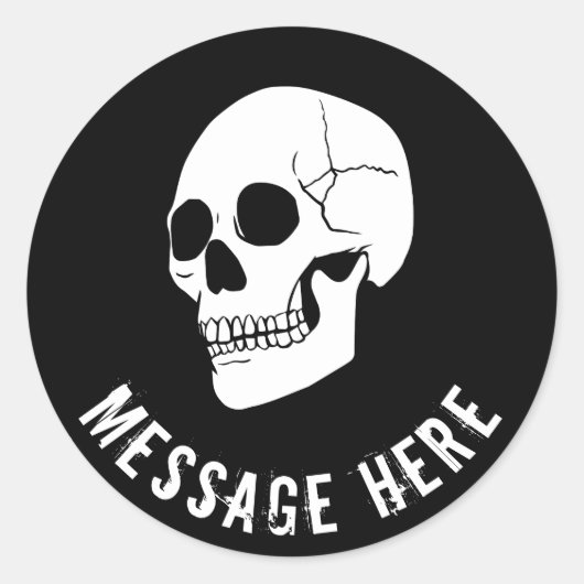  ronde schedel Sticker Oranje achtergrond (Voorkant)