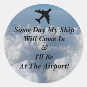 Ronde Schip Luchthaven Sticker