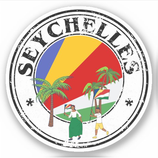 Ronde Seychellen Vlag Zegel Sticker-Perfect Laptop Sticker (Voorkant)