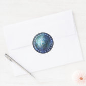 Ronde Shield Sticker - Blauw Sun Embleem (Envelop)