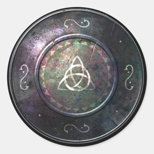 Ronde Shield Sticker - Triquetra Embleem (Voorkant)