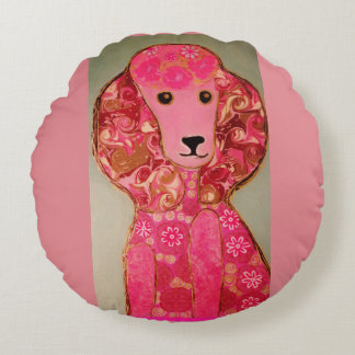 Ronde Sierkussen (16 inch) met Roze Roeblaadje hon Rond Kussen
