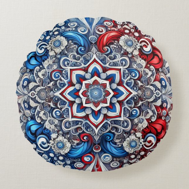 Ronde Sierkussen Franse kleuren ontwerp Rond Kussen (Voorkant)