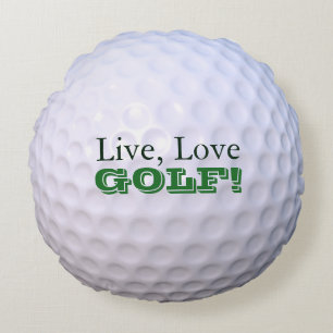 Ronde Sierkussen Live, liefje, GOLF! Golfbal Rond Kussen
