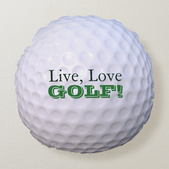 Ronde Sierkussen | Live, liefje, GOLF! | Golfbal Rond Kussen (Voorkant)