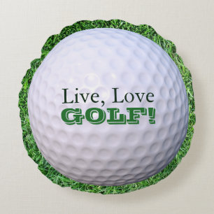 Ronde Sierkussen Live, liefje, GOLF! Golfbal Rond Kussen