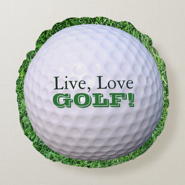 Ronde Sierkussen | Live, liefje, GOLF! | Golfbal Rond Kussen (Voorkant)