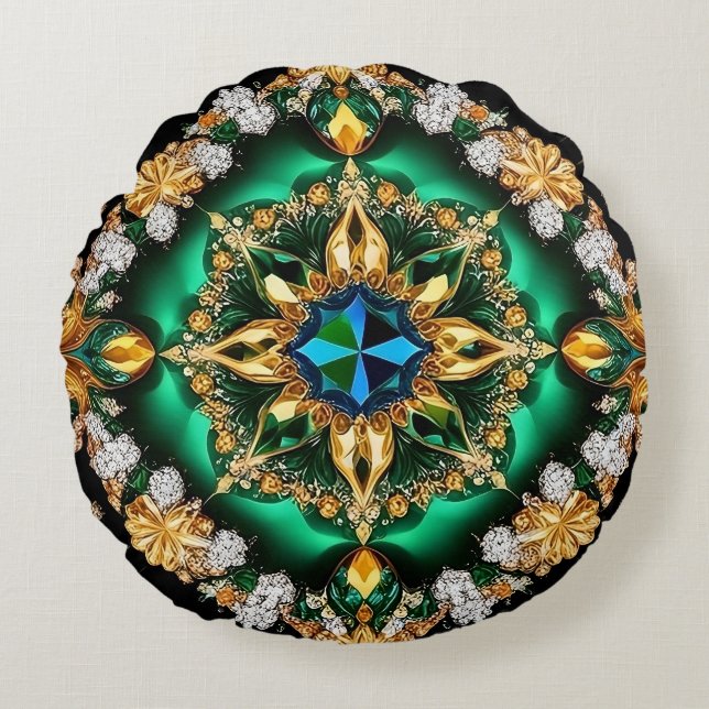 Ronde Sierkussen met Braziliaanse kleuren Rond Kussen (Voorkant)