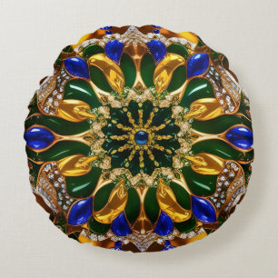 Ronde Sierkussen met Brazilië kleuren Rond Kussen