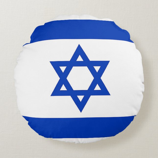 Ronde Sierkussen met de Israëlische vlag Rond Kussen (Voorkant)
