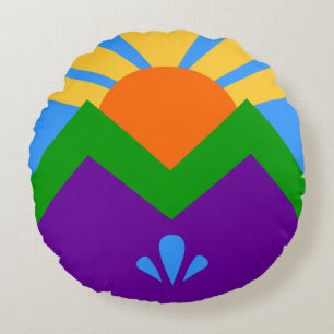 Ronde Sierkussen met de vlag van Manitou Springs Rond Kussen