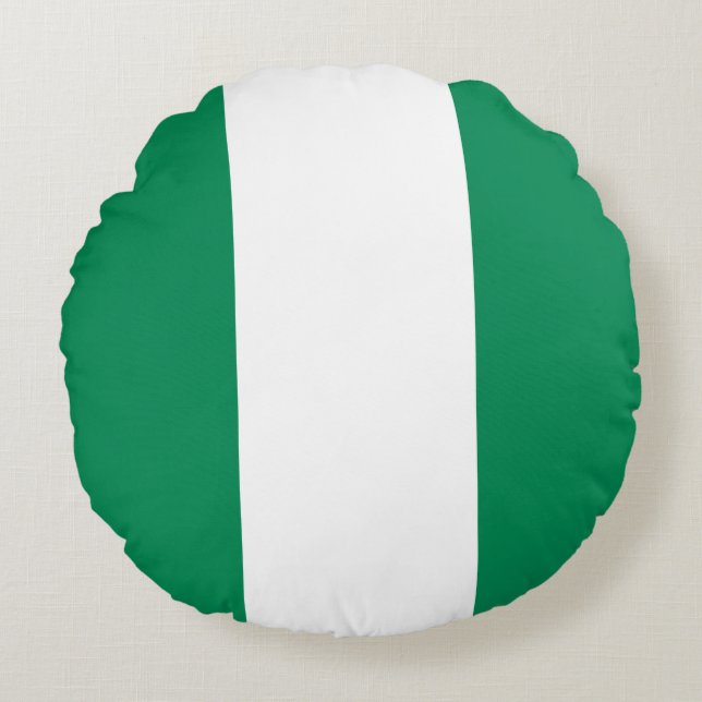 Ronde Sierkussen met Nigeriaanse vlag Rond Kussen (Voorkant)