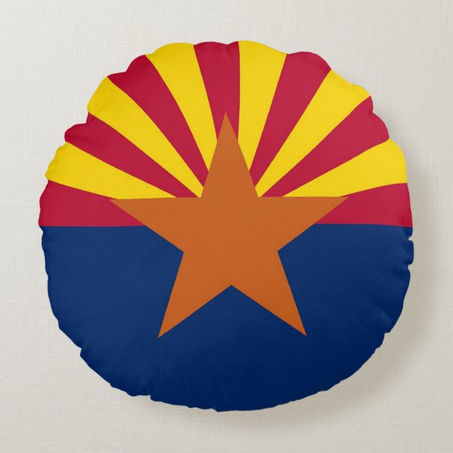 Ronde Sierkussen met vlag van Arizona, Verenigde S Rond Kussen (Voorkant)