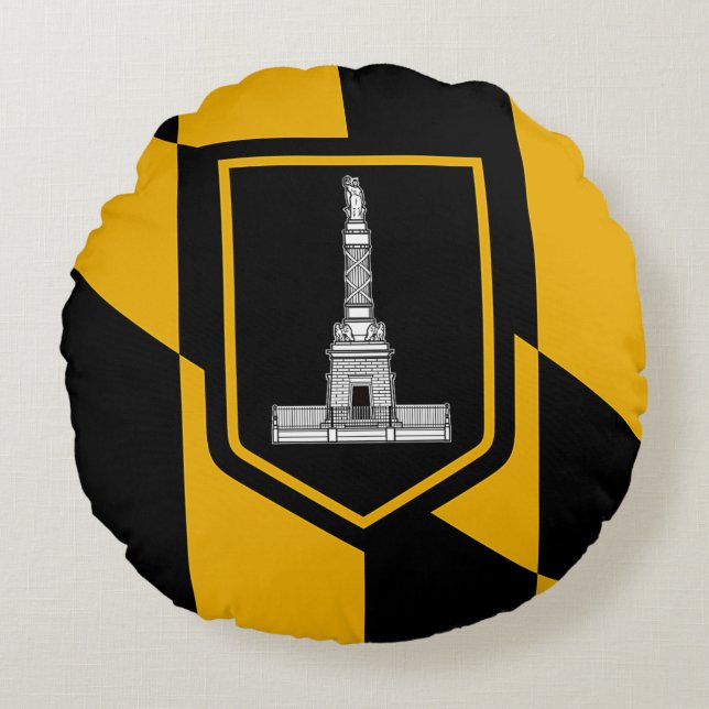 Ronde Sierkussen met vlag van Baltimore, VS Rond Kussen (Voorkant)