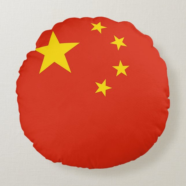Ronde Sierkussen met vlag van China Rond Kussen (Voorkant)