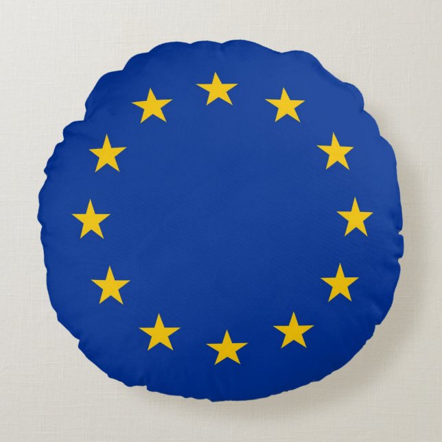 Ronde Sierkussen met vlag van de Europese Unie Rond Kussen (Voorkant)