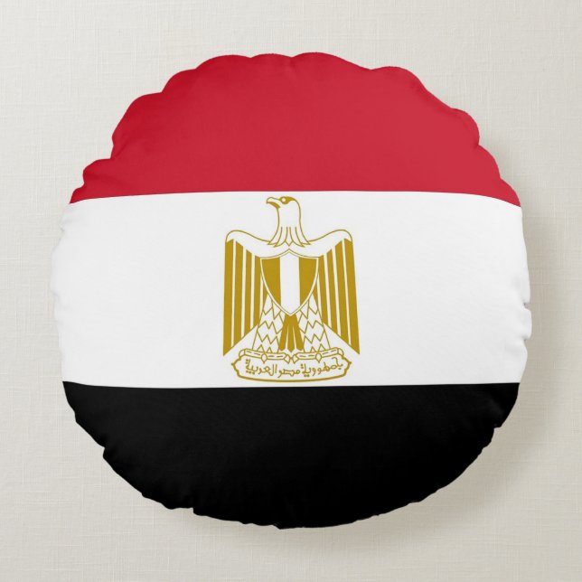 Ronde Sierkussen met vlag van Egypte Rond Kussen (Voorkant)
