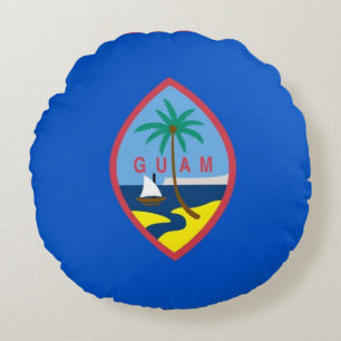 Ronde Sierkussen met vlag van Guam, VS Rond Kussen